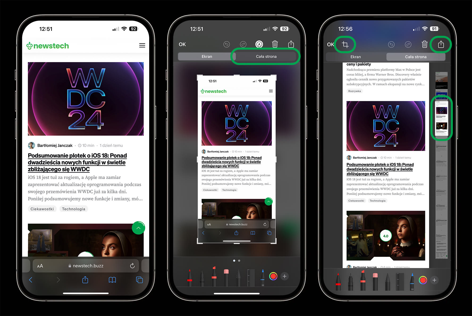 Jak zrobić zrzut ekranu całej strony na iPhone? 1 iphone screen - jak zrobić?